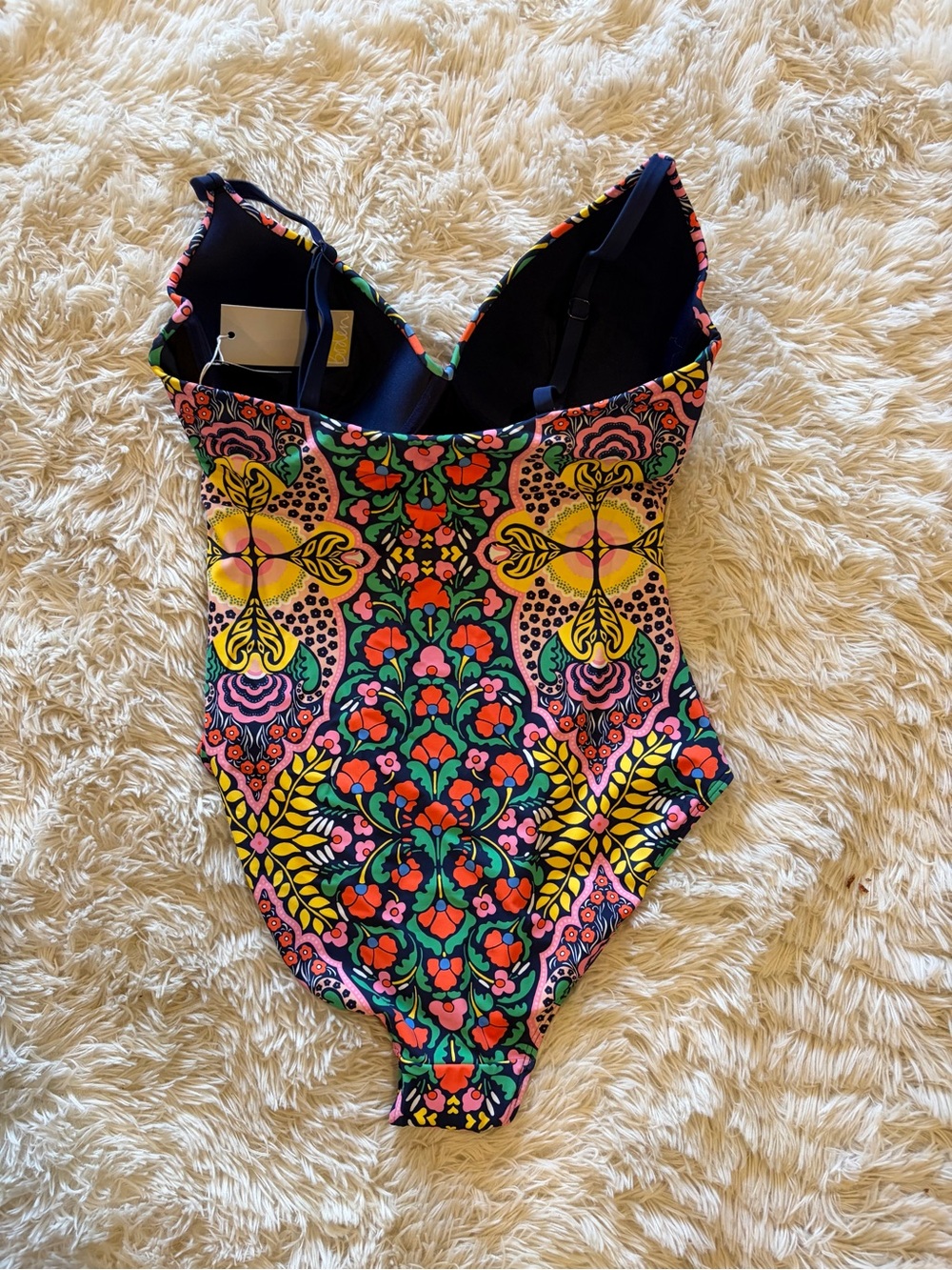 Boden Multicolor Floral Mosaic One-Piece Swimsuit - Navy, Yellow, Pink & Green - Picture 2 of 4